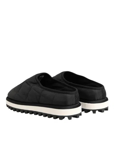 Dolce & Gabbana Black Nylon Low Top Slip On Sneaker Men's Shoes In Black