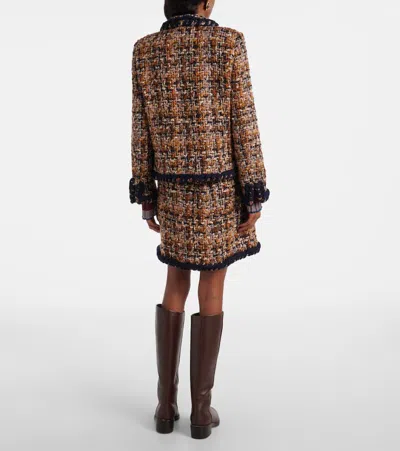 Etro Double-breasted Tweed Jacket In Multi