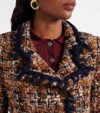 Etro Double-breasted Tweed Jacket In Multi