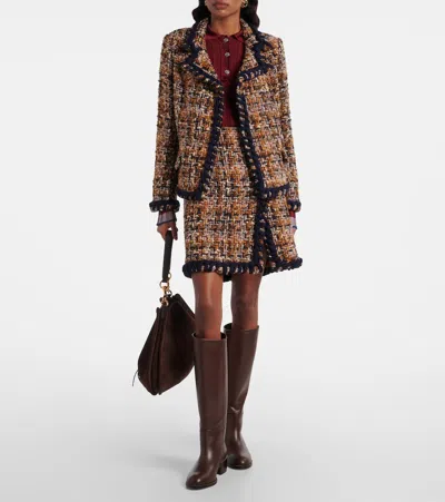 Etro Double-breasted Tweed Jacket In Multi