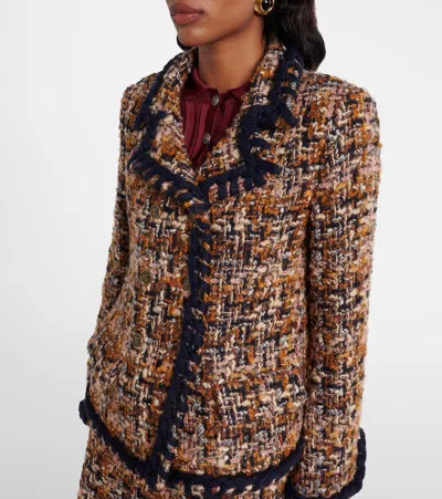 Etro Double-breasted Tweed Jacket In Multi