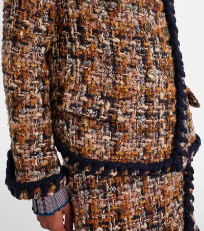Etro Double-breasted Tweed Jacket In Multi