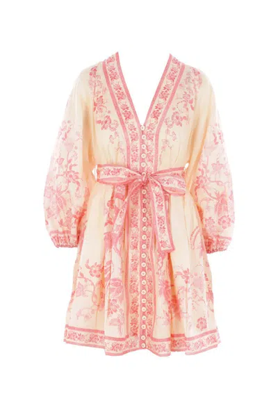 Zimmermann Waverly Wrap Mini Dress In Neutral