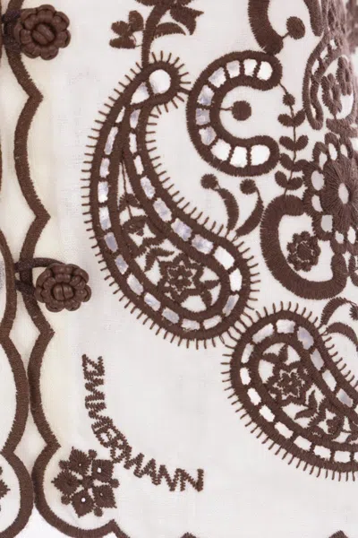 Zimmermann Ascension Leather-trimmed Broderie Anglaise Linen Shirt In White
