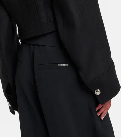 Blumarine Fur-trimmed Wool-blend Jacket In Black