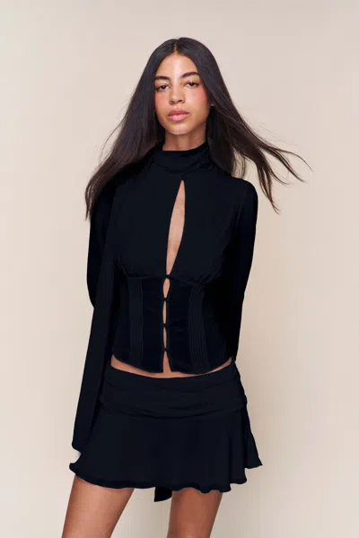Danielle Guizio Ny Ara Long Sleeve Top In Black