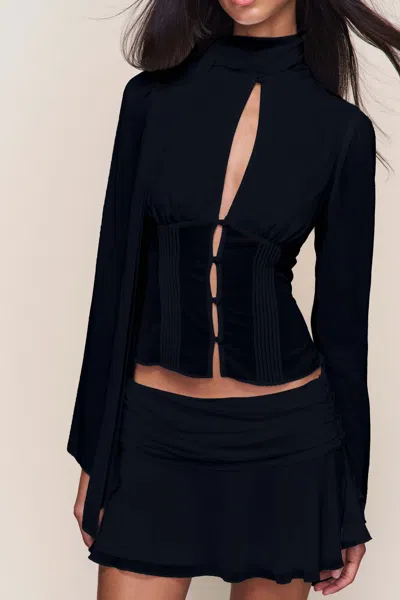 Danielle Guizio Ny Ara Long Sleeve Top In Black