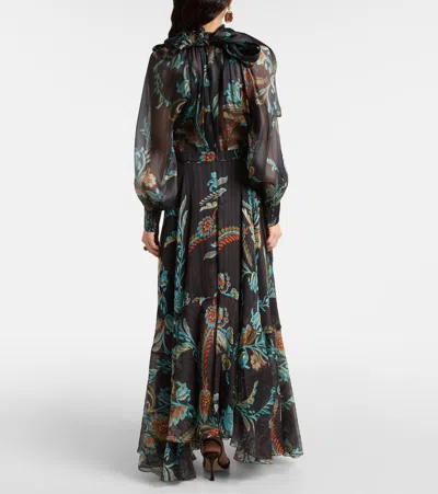 Etro Printed Silk Satin Maxi Skirt In Multi