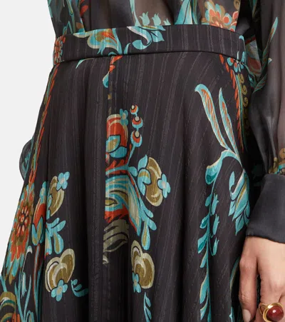 Etro Printed Silk Satin Maxi Skirt In Multi