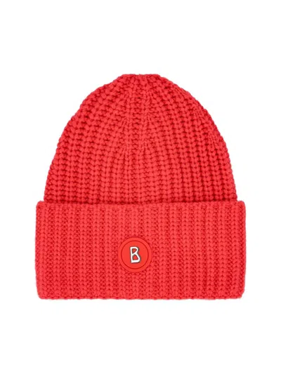 Bogner Ribbed Logo-patch Hat In Red