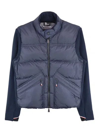 Moncler Grenoble Quilted Zip Up Cardigan In Navy Blu In Blue