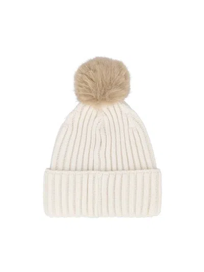 Bogner Pompom Logo Hat In White