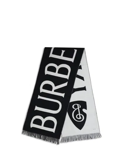 Burberry Women Wool Logo Scarf In Black
