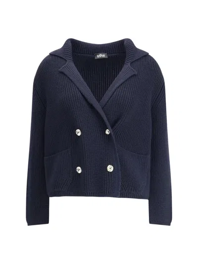 Ella Short Cardigan With Hook-and-eye Closure In Blue