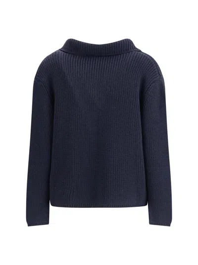 Ella Short Cardigan With Hook-and-eye Closure In Blue