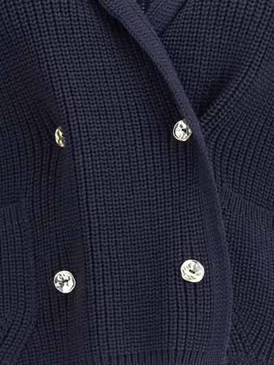 Ella Short Cardigan With Hook-and-eye Closure In Blue