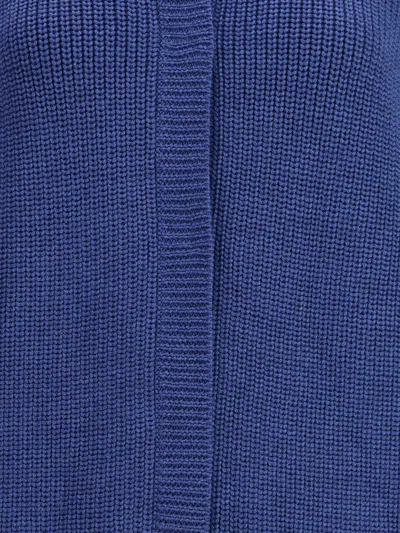 Ella Bomber Sweater With An Hook-and-eye Closure In Blue
