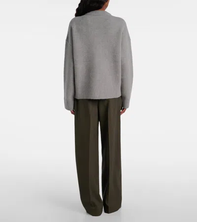 Ami Alexandre Mattiussi Ami Paris Alpaca Cardigan With Ami De C Ur Logo In Gray