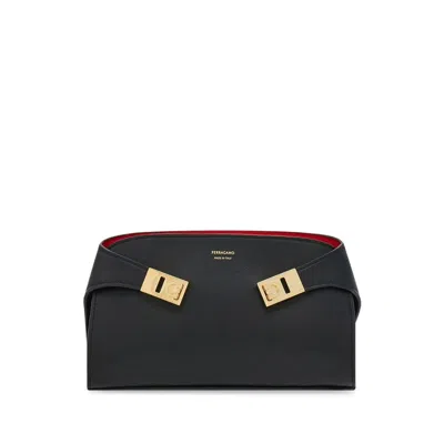 Ferragamo Small Structured Shoulder Bag With Adjustable Strap In Orange