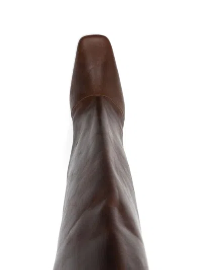 Coperni Bridget 90 Leather Knee-high Boots In Brown