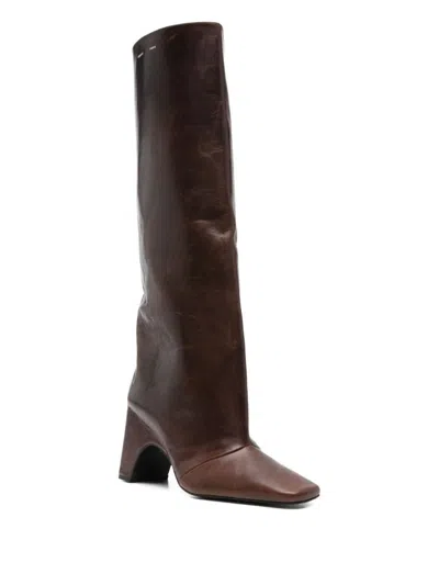 Coperni Bridget 90 Leather Knee-high Boots In Brown