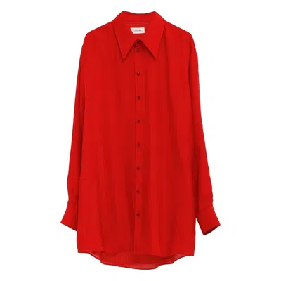 Lemaire Flowing Long Sleeve Shirt In Red