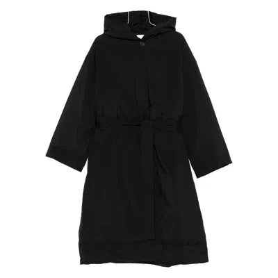 Studio Nicholson Hooded Belted Coat In Black