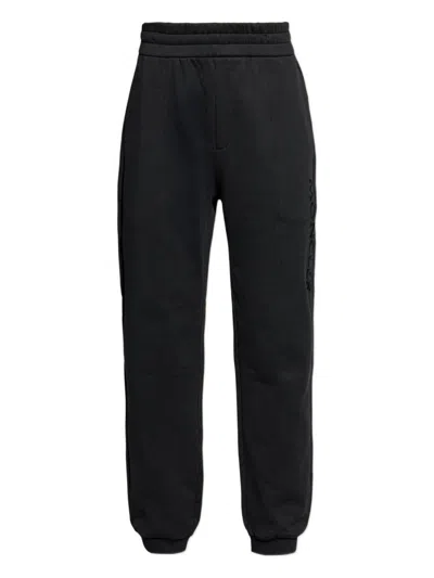 Moncler Logo Detail Track Pants In Black Cotton In Black