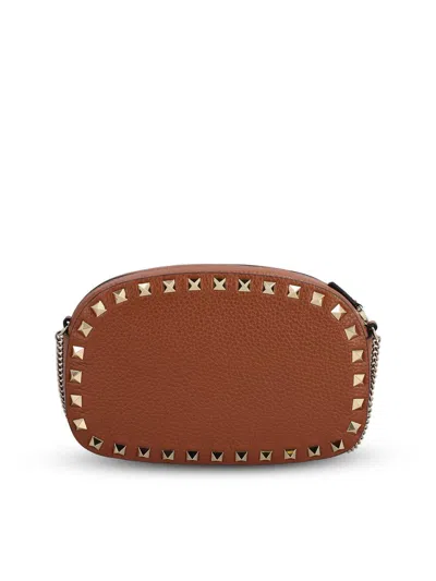 Valentino Rockstud Mini Grainy Leather Crossbody In Brown