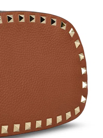 Valentino Rockstud Mini Grainy Leather Crossbody In Brown