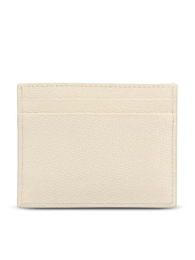 Valentino Garavani Textured Leather Wallet With Logo Embellishment In Neutral