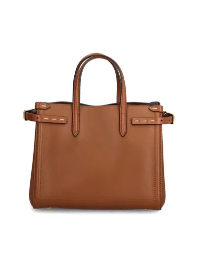 Valentino Vlogo Small Leather Tote In Brown