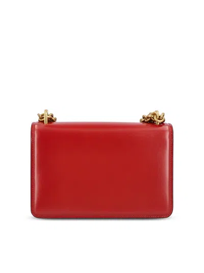 Valentino Garavani Vain Vlogo Leather Shoulder Bag In Red