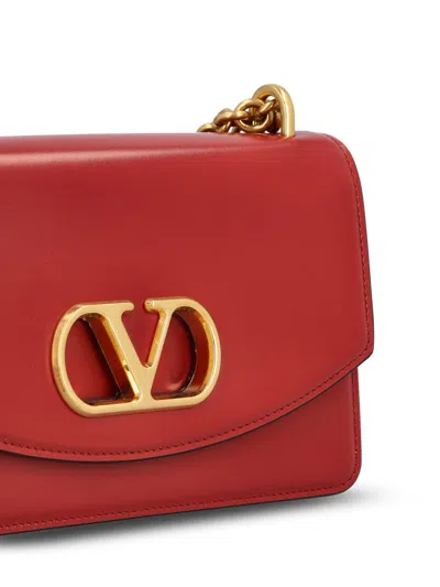 Valentino Garavani Vain Vlogo Leather Shoulder Bag In Red
