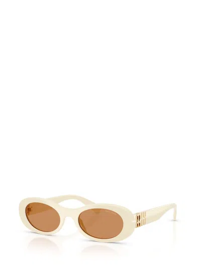 Miu Miu 50mm Oval Sunglasses In White