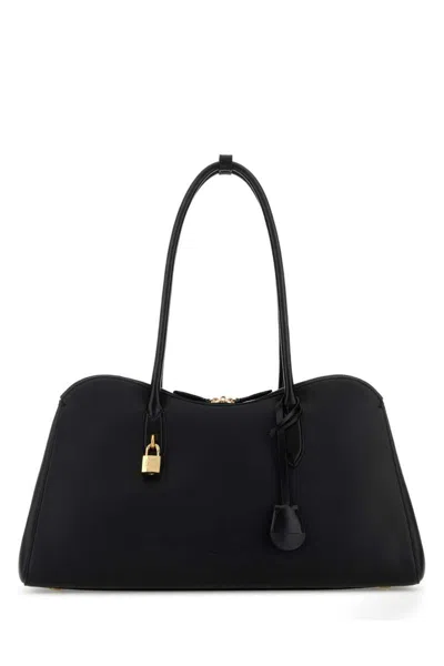 Stella Mccartney Black Synthetic Leather Ryder Shopping Bag In Blue