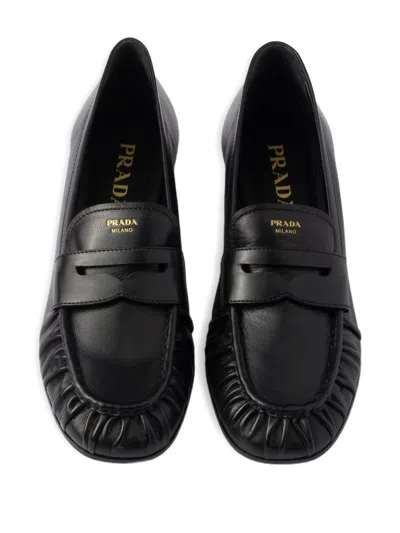 Prada Round-toe Loafers In Black
