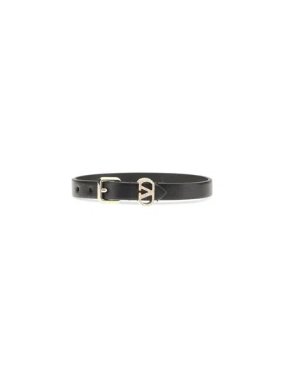 Valentino Leather Bracelet In Black