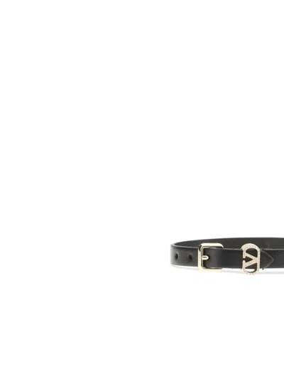 Valentino Leather Bracelet In Black