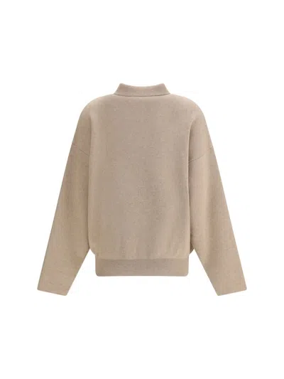 Jacquemus Polo Collar Knitwear With Ribbed Cuffs And Hem In Neutral