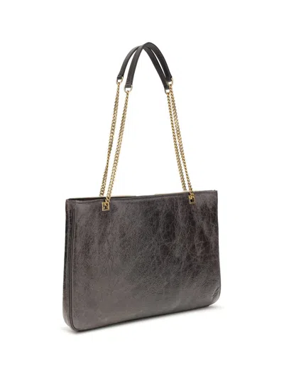 Valentino Viva Superstar Small Shearling Shopping Shoulder Bag In Black