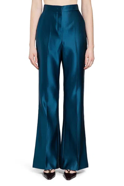 Fendi Women Duchesse Silk Trousers In Blue