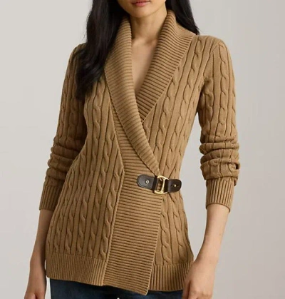 Ralph Lauren Buckled Cotton Sweater In Brown