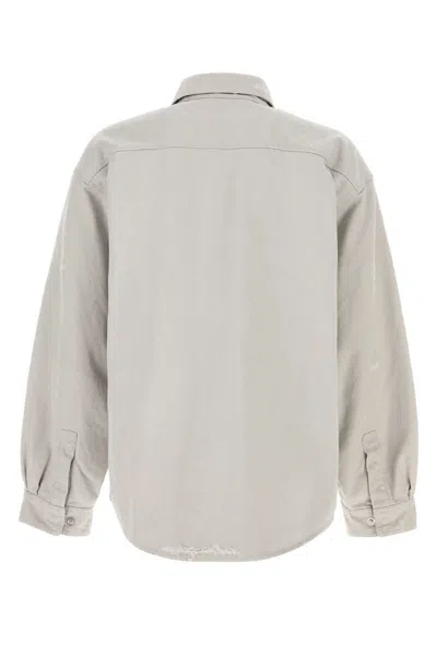 Balenciaga Light Grey Cotton Oversize Shirt In Gray