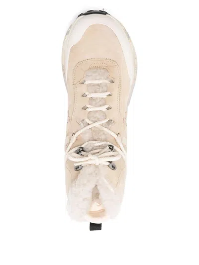 Premiata Beige High-top Sneakers With Plush Shearling Lining In Multi