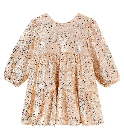 Konges Sløjd Lila Bow-detail Sequined Dress In Gold