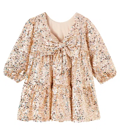 Konges Sløjd Lila Bow-detail Sequined Dress In Gold