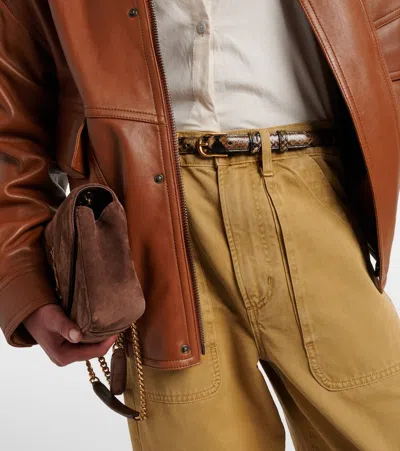 Nili Lotan Jane Snake-effect Leather Belt In Brown