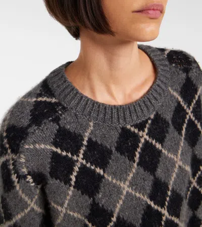 Khaite Pratt Oversize Argyle Plaid Cashmere Sweater In Multi