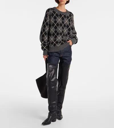 Khaite Pratt Oversize Argyle Plaid Cashmere Sweater In Multi